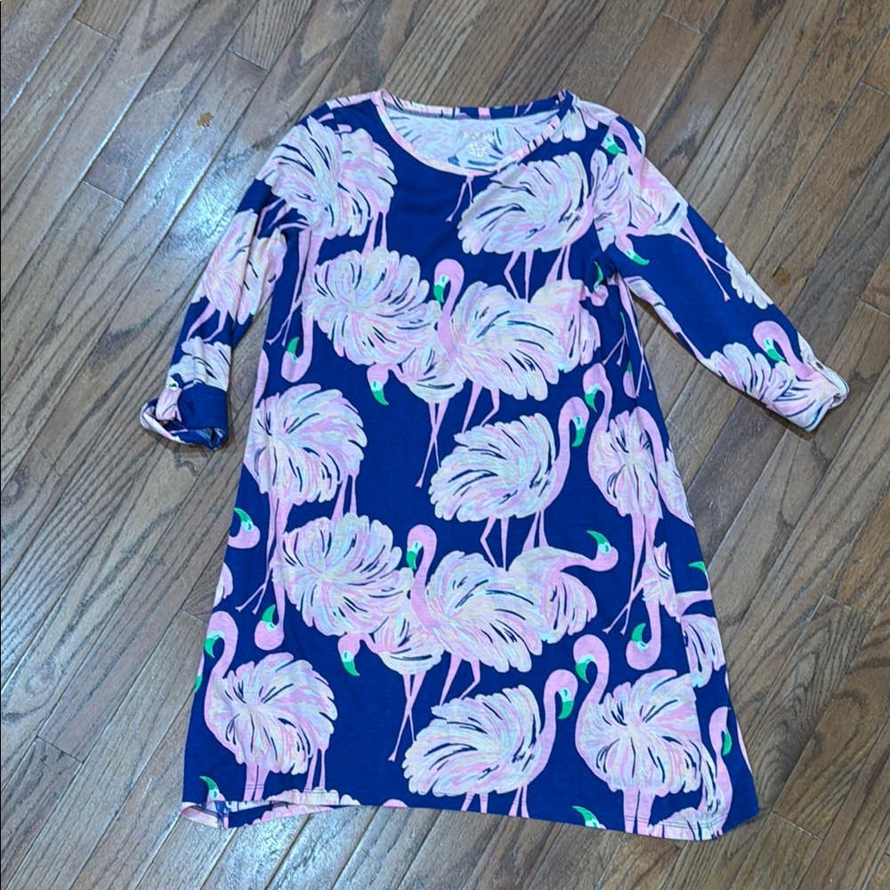 Pink Flamingo Print Kids Dress